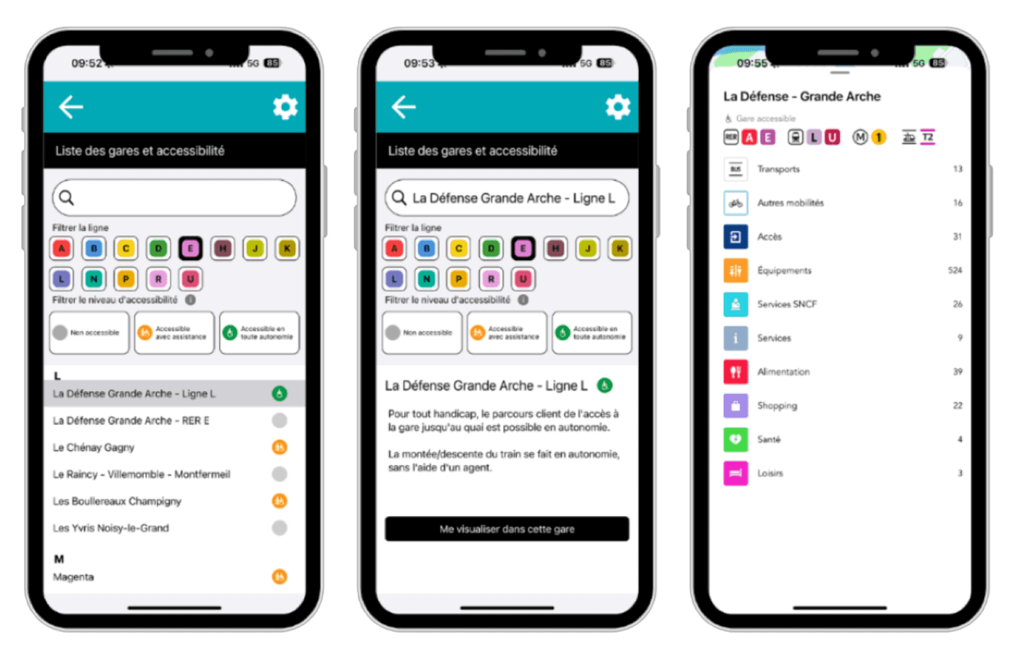 Emplacements des taxis et points d'intérêts sur la gare en question