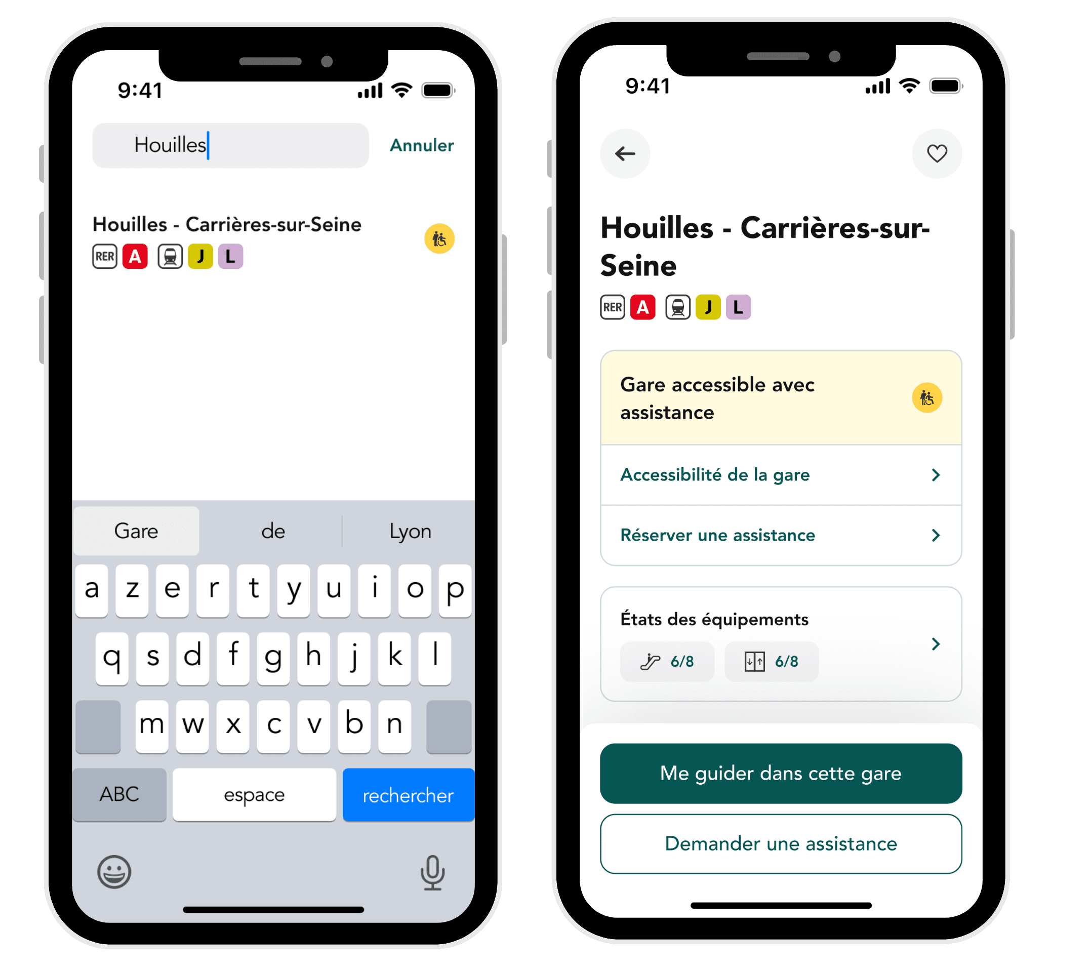 Rechercher l'état de fonctionnement des équipements de la gare de votre choix - Application Andilien