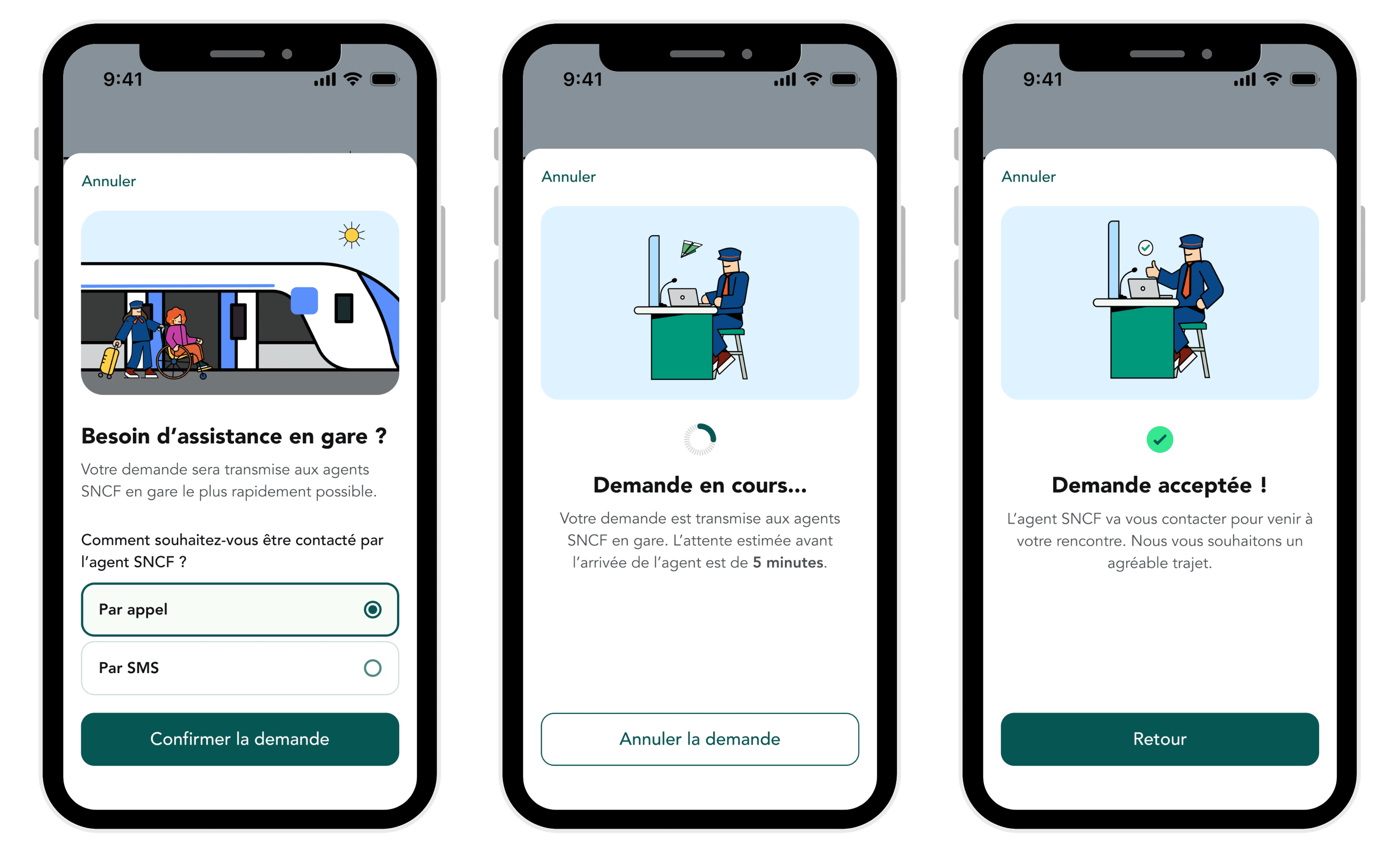 Demander une assistance immédiate en gare - Application Andilien