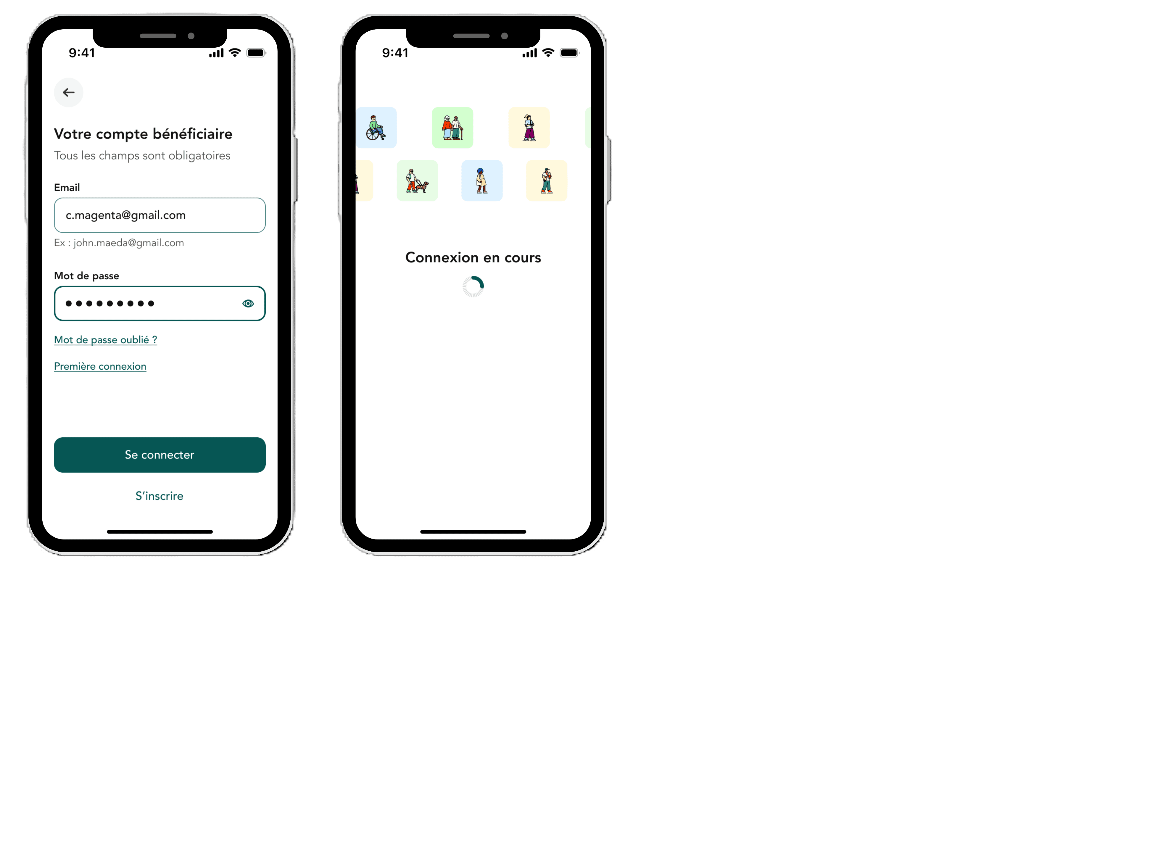 Connexion compte application Andilien