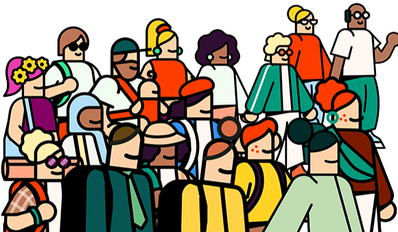 Illustration d'une foule  de V=voyageurs 
