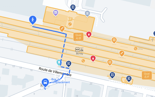 Guidage piéton gare RER E de Bondy – transilien.com