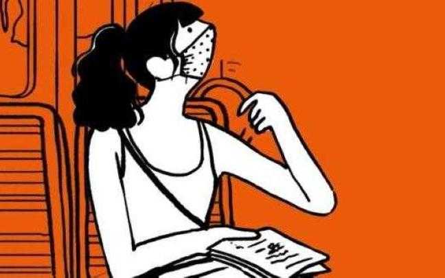 Un dessin illustrant une jeune femme assise et masquée à bord d'un train
