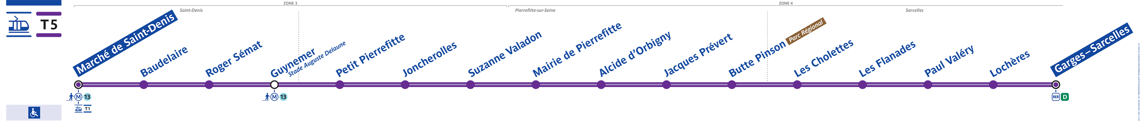 Schéma de la ligne T5 (description détaillée disponible ci-dessous)