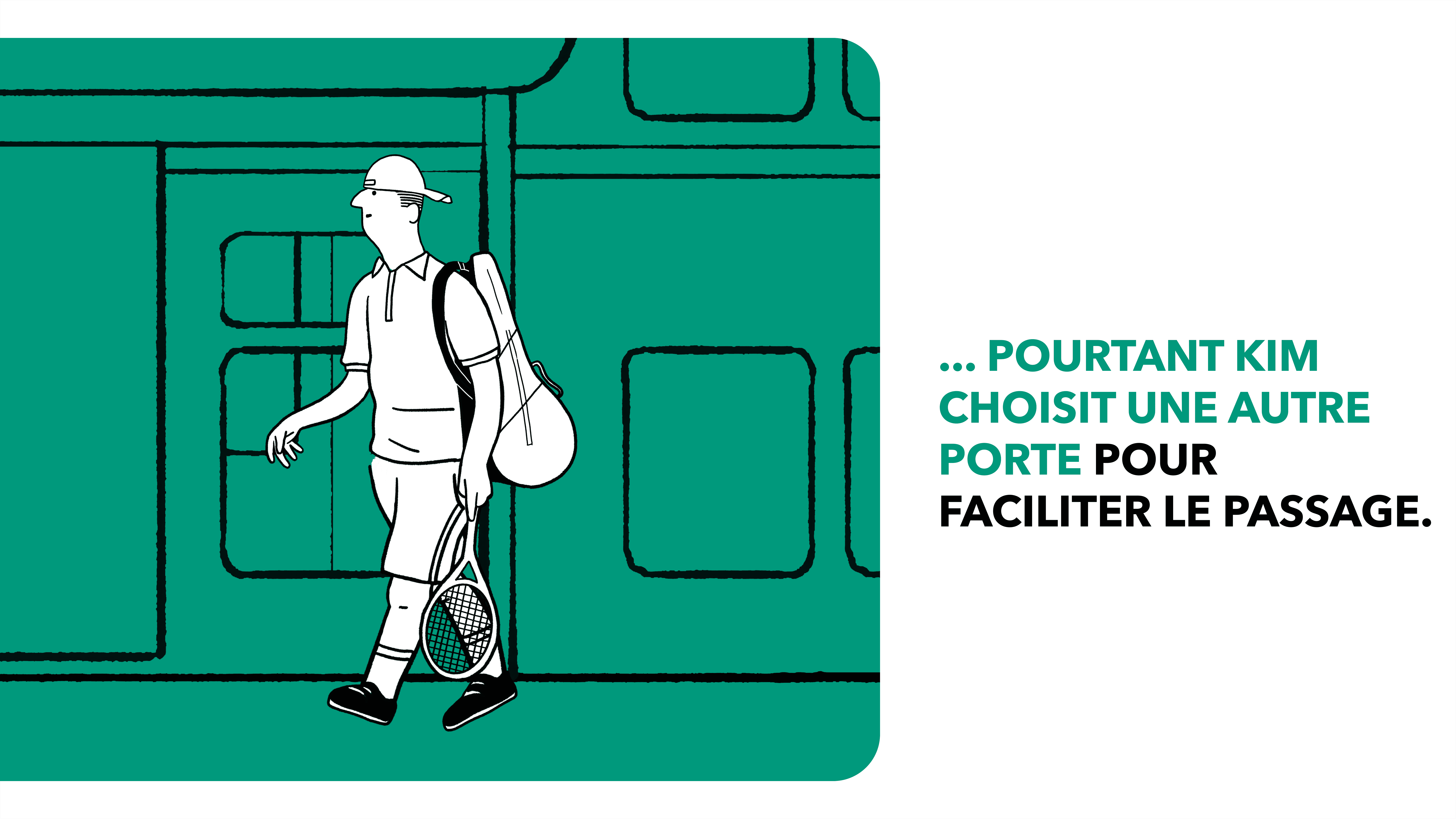 Illustration Kim - Faciliter le passage en sortant / montant dans le train