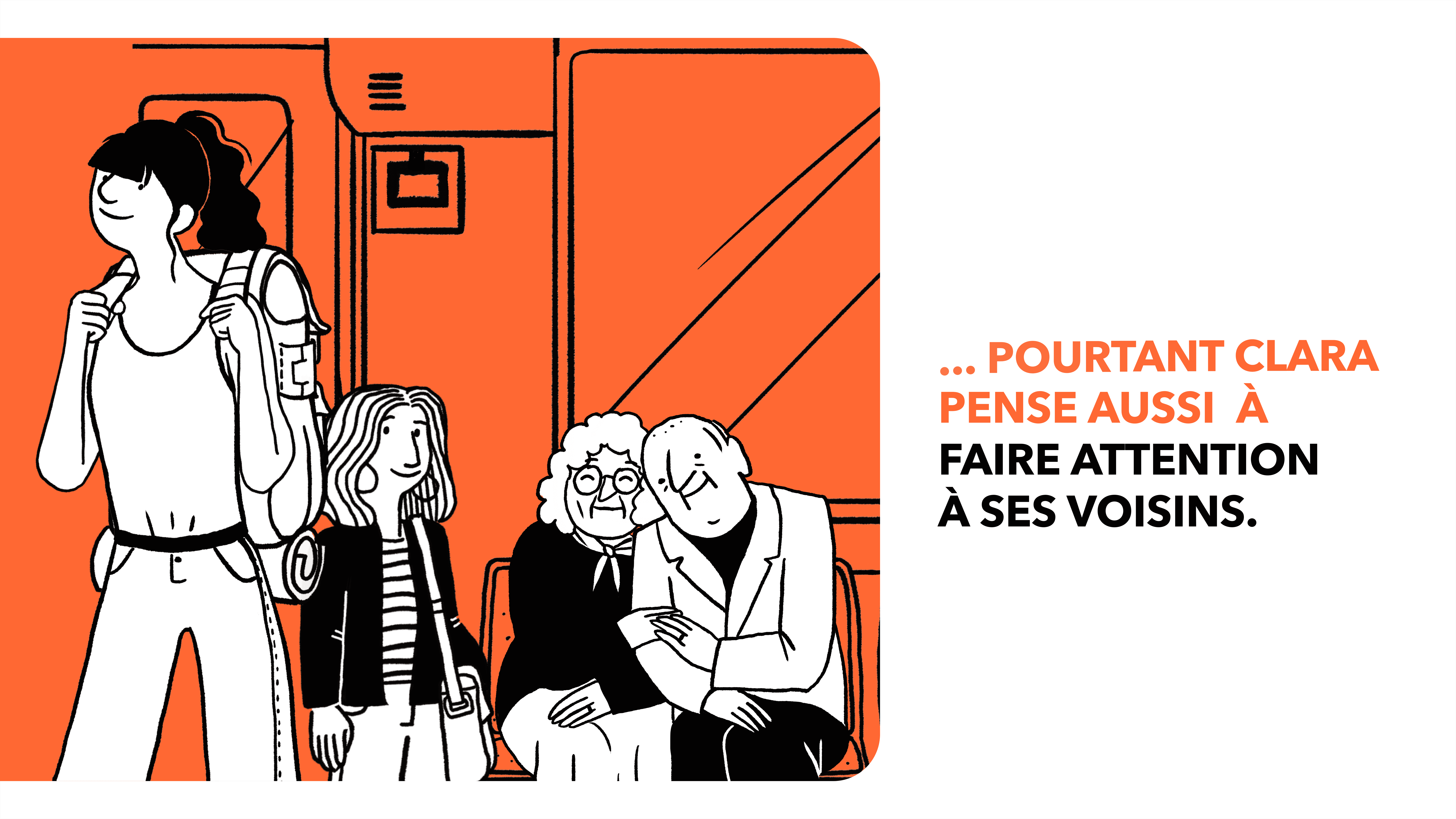 Illustration Clara fait attention à ses voisins à bord