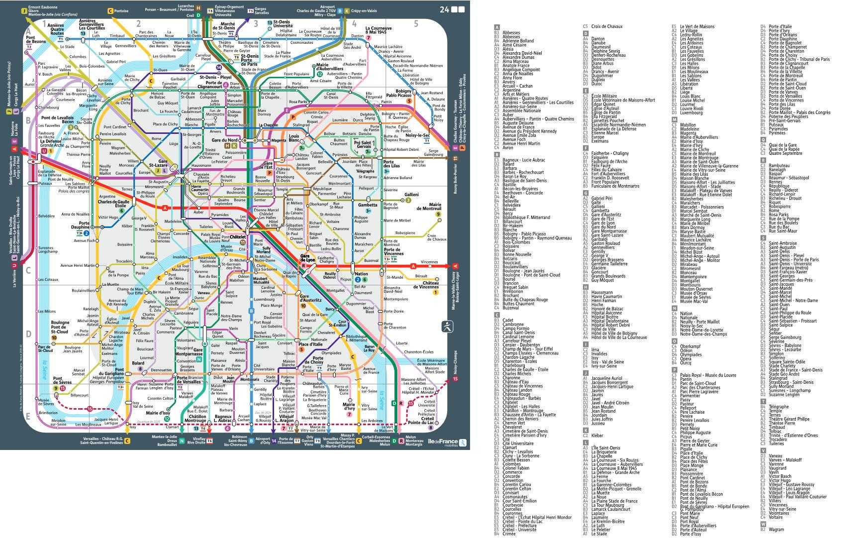 Plan général du métro parisien