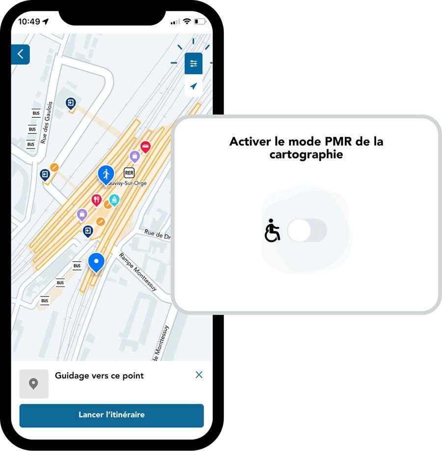 Guidage piéton PRM intra gare avec Andilien