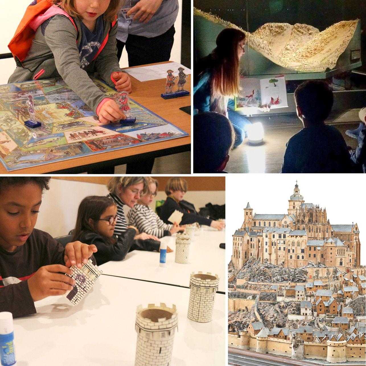 Des enfants participent à des activités ludiques et créatives autour du thème des châteaux médiévaux