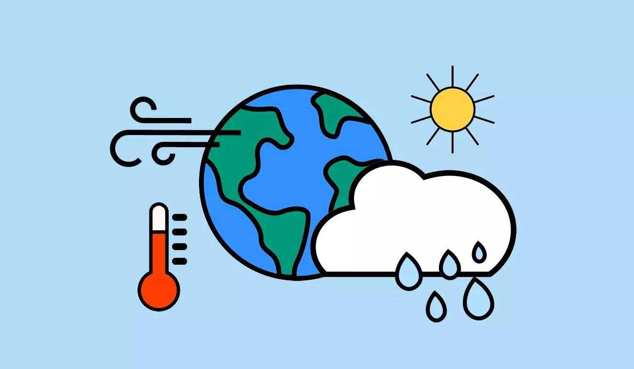Illustration dessinée montrant les changements climatiques