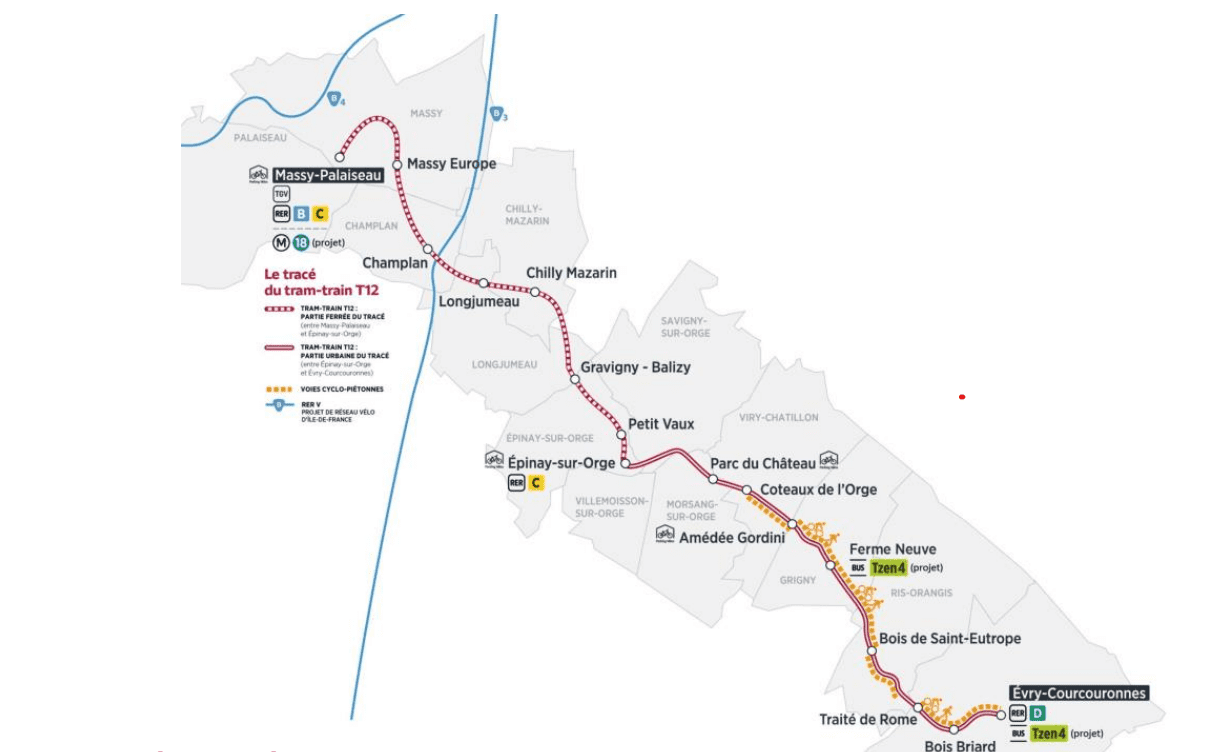 Le tracé du tram-train T12