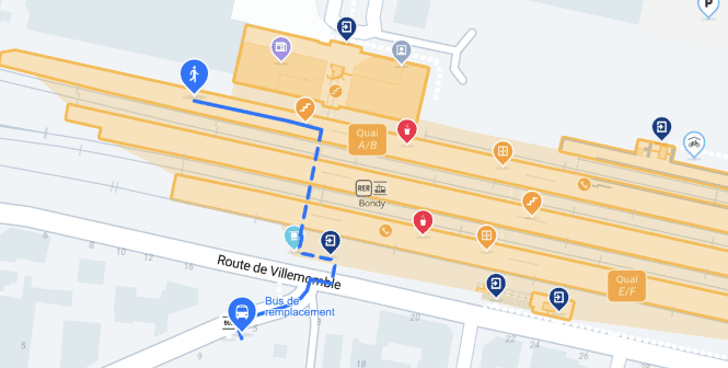 Guidage piéton gare RER E de Bondy – transilien.com