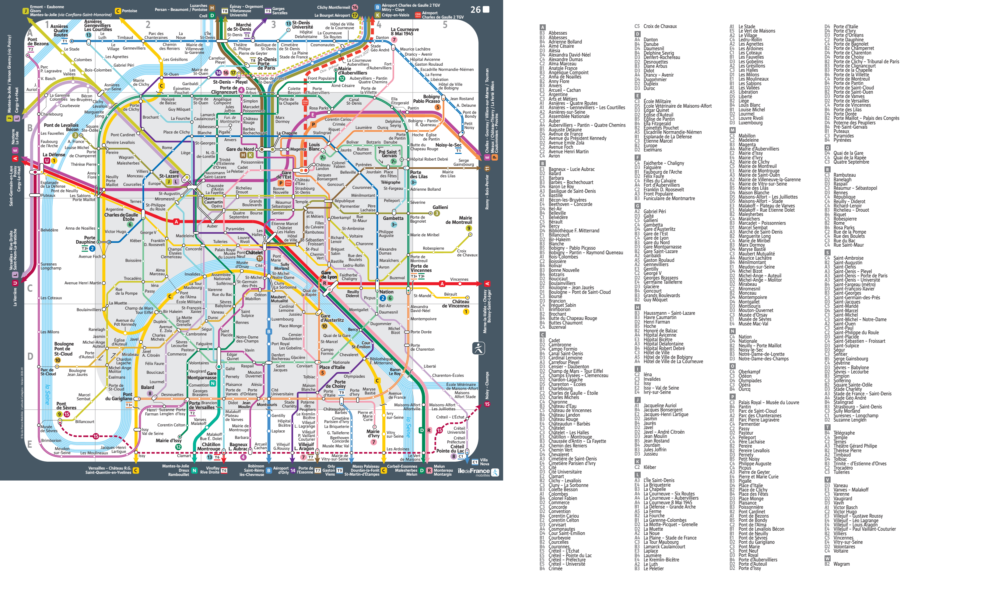 Plan métro IDF Paris - Version Janvier 2026